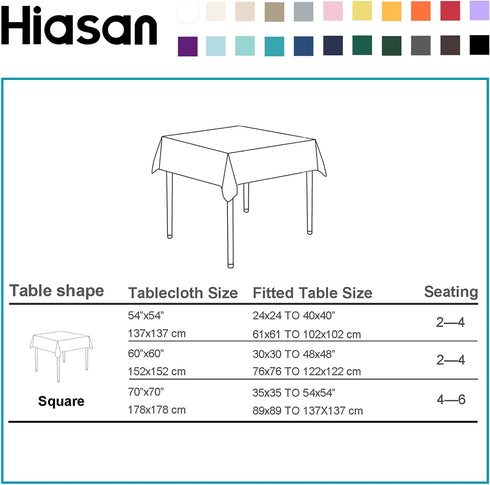 Hiasan Square Tablecloth - Waterproof Washable Polyester for Dining Room, Emerald Green, 54 x 54 Inch