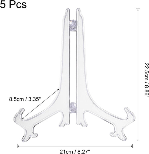 uxcell 9" Acrylic Plate Stands for Display Easels Stand Display Stand Acrylic Plate Holder for Card Easel Photo Frame Desktop Transparent 5Pcs