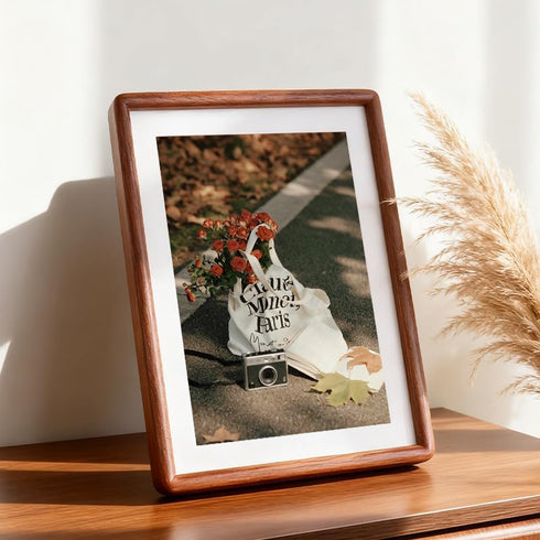6x8 4.5x6.5 6 8 Picture Frame Wood With Glass, With Mat, Natural Solid Walnut by Picture Frame, For Wall or Tabletop