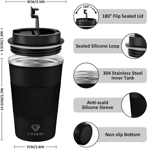 12 oz Stainless Steel Vacuum Insulated Tumbler, Spill Proof Coffee Travel Mug with Lid for Hot/Ice Coffee, Tea, Beer