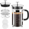 French Press Coffee Maker, 34oz 304 Stainless Steel with 2 Filters, Heat Resistant Borosilicate Glass, BPA Free
