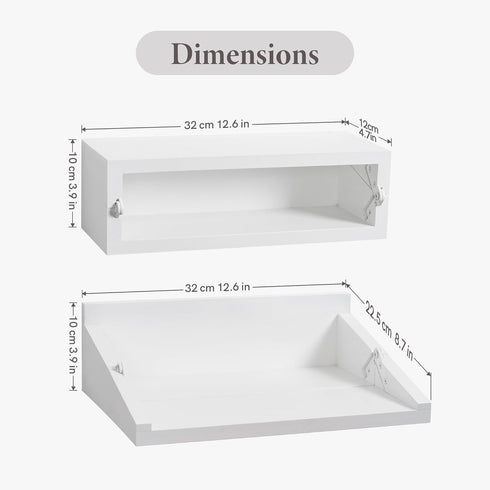 13 Inch SUMGAR Floating Nightstand White Modern Bedside Table Organiser Fully Assembled Shelf Small Spaces Wall Mounted