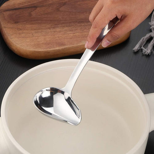 BuyGo Sauce Ladle, Drizzle Spoon with Spout, Stainless Steel Kitchen Utensil, 8.67 Inch, Silver