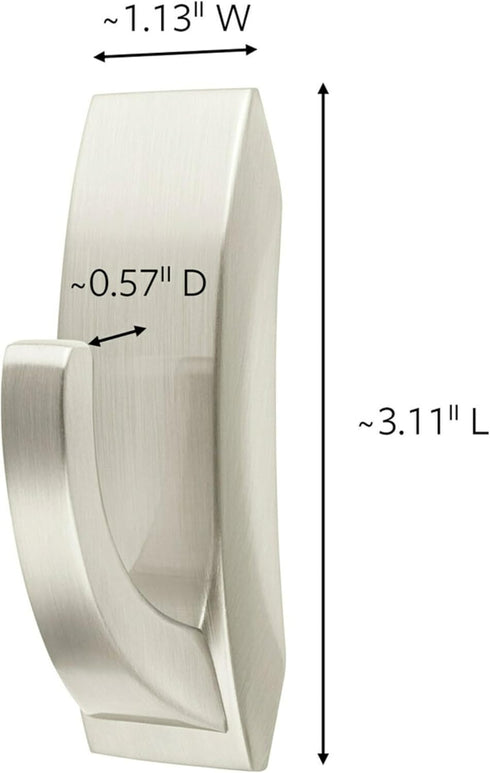 Command Modern Reflections Metal Hook, Medium, Brushed Nickel, 1-Hook