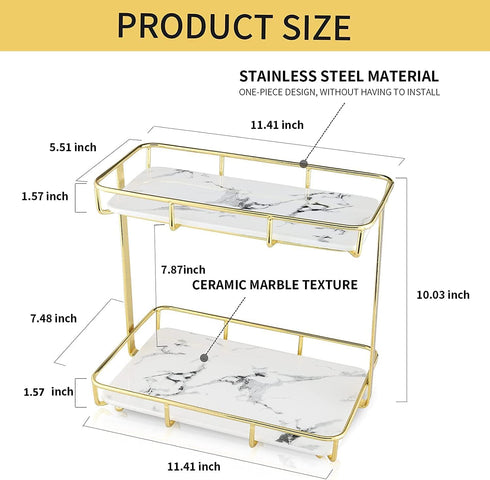 Bathroom Organizer Countertop, Perfume Organizer Makeup Storage Display Rack, 2 Tier Vanity Tray Dresser Stainless