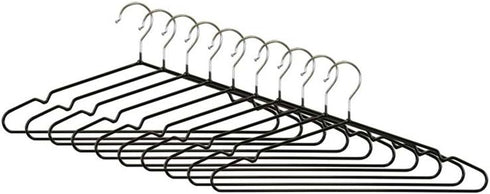 Home Basics Chrome Hangers, PVC Coated, Non-Slip Garment Hanger for Closet Organizer, Pack of 10, Black