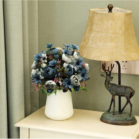 CATTREE Artificial Peony Bud Mixed Flowers, 4pcs Silk Fake Flowers Bouquet for Home Garden Office Decor
