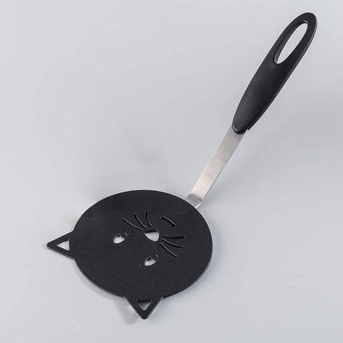 Nylon Turner Cute Cat Shape Small Heat Resistant Wok Spatula - Non Stick Cookware with Stainless Steel Bracket for