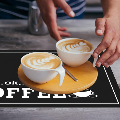 Queekay Coffee Bar Mat 24" x 16", Absorbent Dish Drying Mat for Countertop, Coffee Pot Accessories