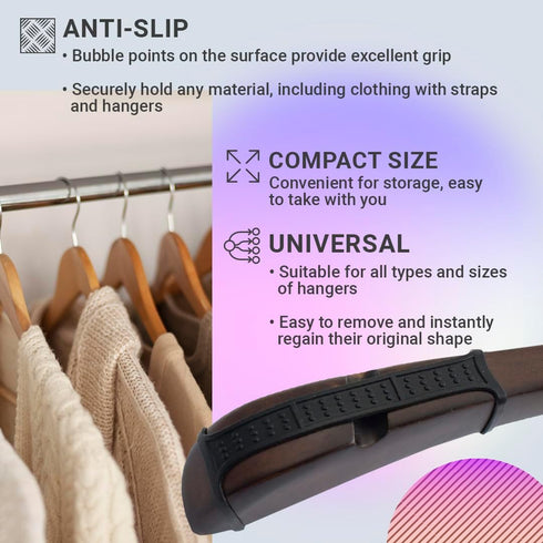 Black Clothes Hanger Grips, 10000 Pack Non-Marking Silicone Non Slip Rubber Hanger Grips, Durable Nonslip Strips.