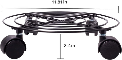 3 Packs 11.8 Inches Set KINJOEK Metal Plant Caddy Flower Pots Plant Stand with Lockable Wheels, Rolling Planter Mover
