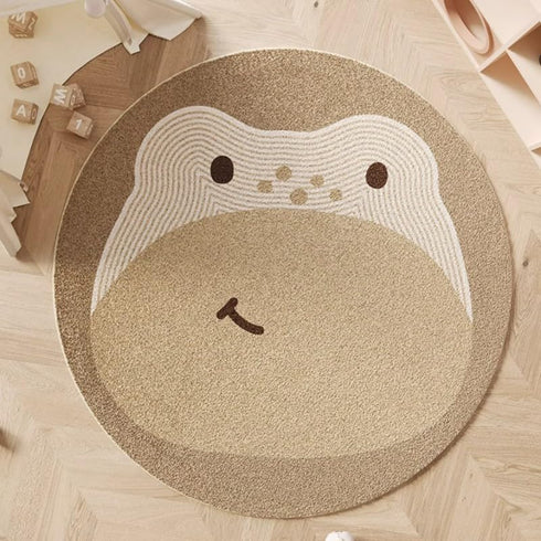 Poowe Rug,47.2" Cute Animals Kids Room Round Washable Area Rugs Nursery Rug for Baby Boys Girls Play Mat Floor Carpet