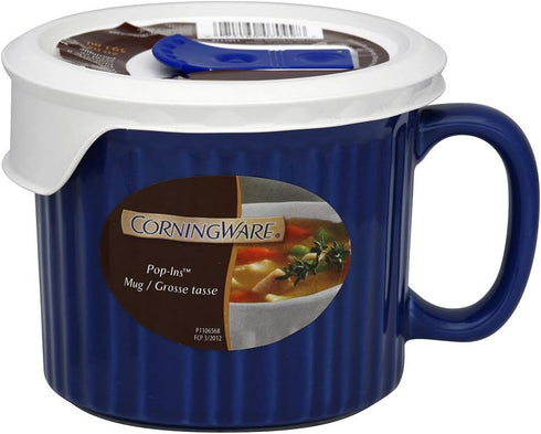 Corningware 1105119 20-Ounce Oven Safe Meal Mug, Blueberry, with Vented Lid