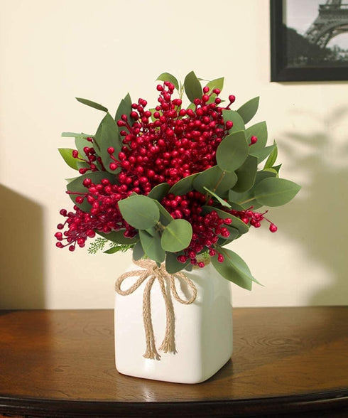 16 Pack GREENTIME Artificial Red Berry Stems Holly for Christmas Tree Decorations for New Year's Eve Decor, Holiday