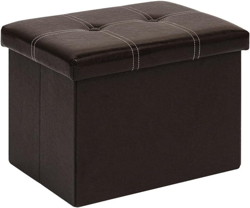B FSOBEIIALEO Folding Storage Ottoman Cube, Faux Leather Footrest Seat Coffee Table,