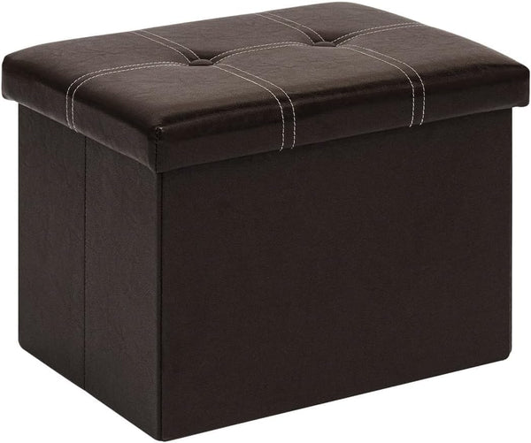 B FSOBEIIALEO Folding Storage Ottoman Cube, Faux Leather Footrest Seat Coffee Table,