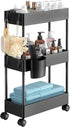 Pipishell Slim Storage Cart with Wheels, Rolling Bathroom Organizer for Narrow Spaces, Black PIUC04