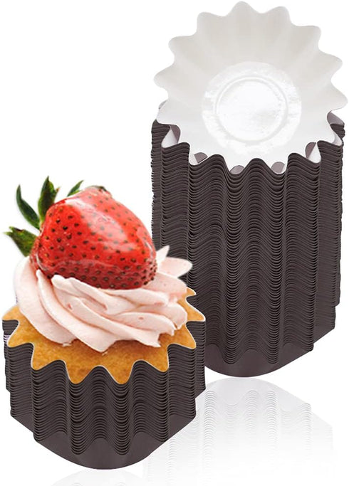 100 PCS Brown Baking Cups Cupcake Liner Flared Brioche Standard Muffin Wrappers for Parties