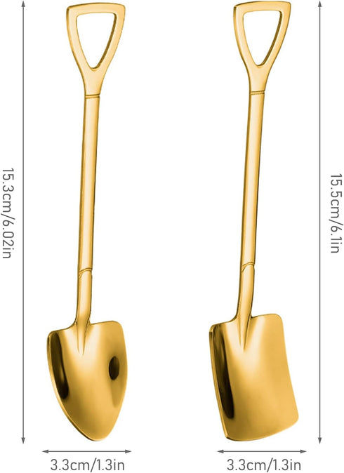10PCS Gold Shovel Shape Spoons, Stainless Steel Tea Spoon Coffee Spoon Dessert Spoon, Mini Cute Mixing Spoon Sugar Spoon Cake Spoon Ice Cream Spoon, Small Gift Tea Set Tableware