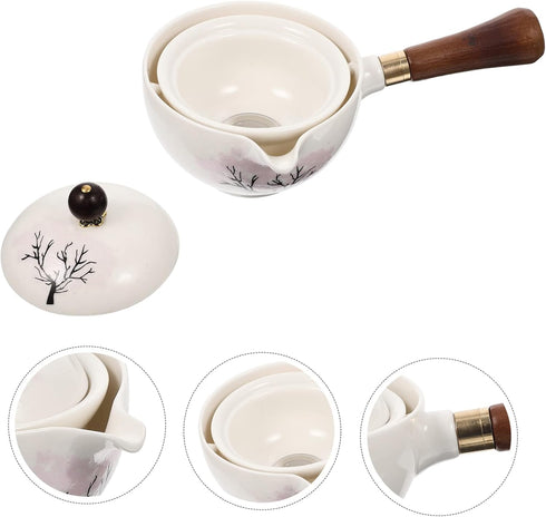 Vintage Kung Fu Teapot - Exquisite Traditional Flower Pattern Porcelain Tea Kettle, Classic Tea Infuser for Loose Tea,