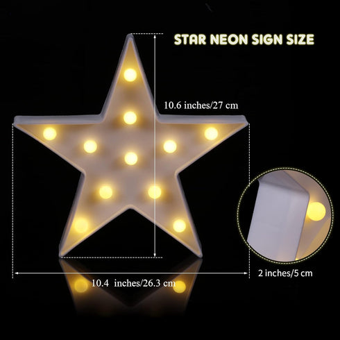 4 Tarpop Pcs Star Plastic Night Light Battery Operated LED Marquee Star Sign Party Movie Theater Decor Room Wall Lamp