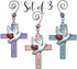 Faith Hope Love Cross Christmas Ornaments, Set of 3 Religious Crosses with Doves, Hearts, Inspirational Xmas Gift