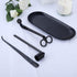 MUXSAM 4 in 1 Candle Accessory Set - Wick Trimmer, Dipper, Snuffer, Storage Tray, Candle Care Tools (Black)