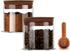 17 oz Coffee Canister with Scoop and Wooden Lids, Airtight Glass Coffee