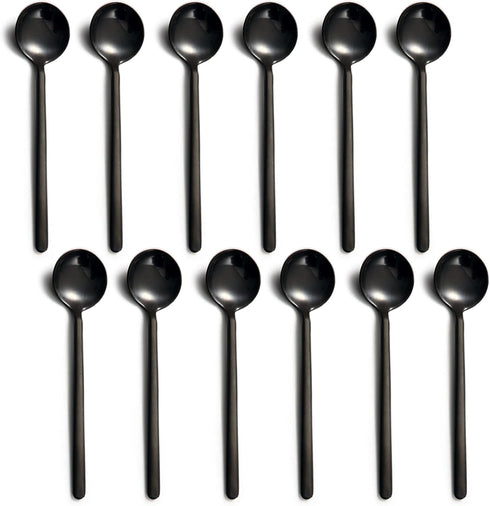 Dicunoy 12 Pack Black Espresso Spoons, 18/10 Stainless Steel Mini Coffee Teaspoons, 5 Inch