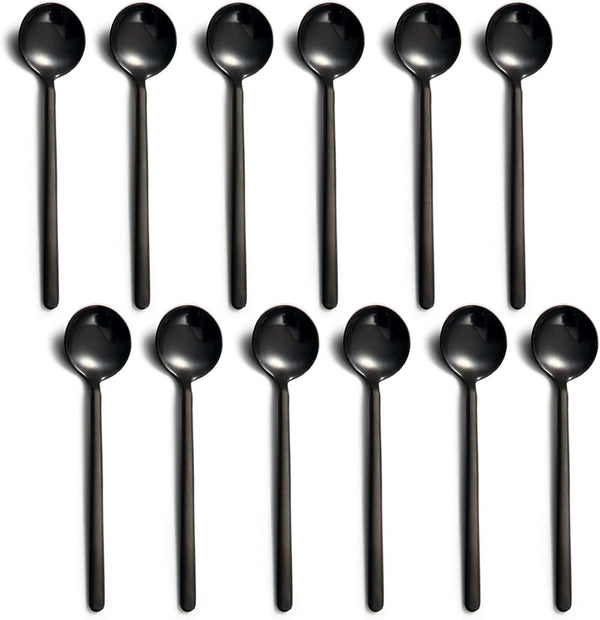 Dicunoy 12 Pack Black Espresso Spoons, 18/10 Stainless Steel Mini Coffee Teaspoons, 5 Inch