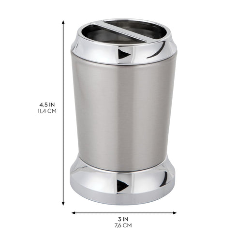 Counters-Set 2 Pack 2, iDesign Stainless Steel Bathroom of Toothbrush Holder, of Brushed/Chrome Split Finish