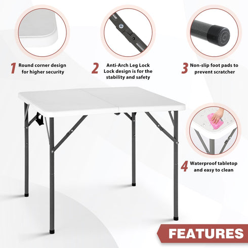 PayLessHere 34" Folding Tables Plastic Folding Card Table Half Portable Foldable Table for for Parties Wedding BBQ