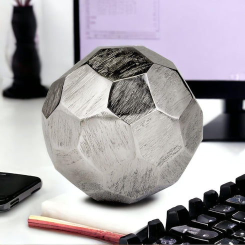 Modern Day Accents 3618 Silver Facetado Sphere, Decorative Balls, Home Office Room Decor, 4" D Centerpiece