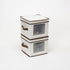 Household Essentials 534 Dinnerware Storage Box, Lid and Handles, Chest for Salad Plates, Natural Canvas with Brown Trim