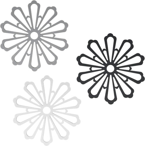allydrew Non-Slip Insulated Silicone Carved Trivets - Flexible Floral Coasters & Pot Holders Set (3 Pcs)