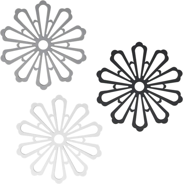 allydrew Non-Slip Insulated Silicone Carved Trivets - Flexible Floral Coasters & Pot Holders Set (3 Pcs)