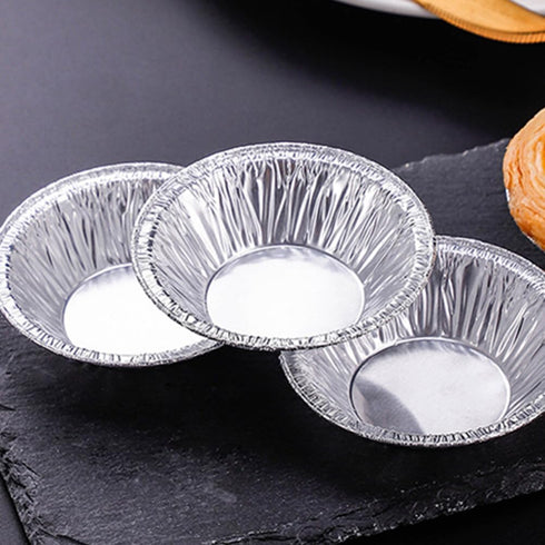 Kichvoe 250pcs Disposable Egg Tart Molds, Round Nonstick Mini Pie Pans, Aluminum Foil Bakeware for Cupcake, 2.7 Inch