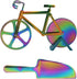 Stainless Steel Bicycle Pizza Cutter Wheel, Creative Pizza Knife with Pizza Shovel, Cool Kitchen Utensil (Rainbow)