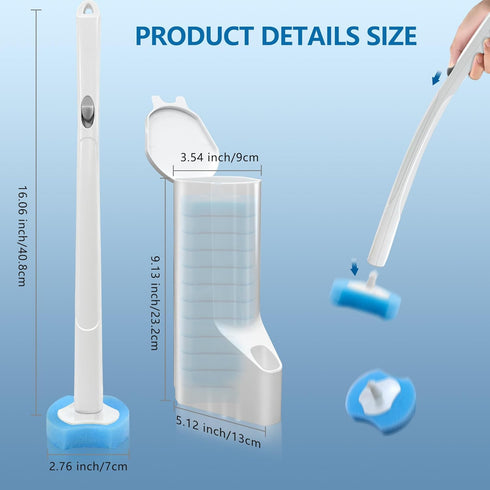 Disposable Toilet Bowl Brush and Holder, Toilet Cleaning System with 2 Toilet Bowl Wands, 2 Storage Caddy & 72 Refills