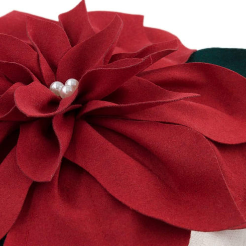 Christmas 3D Flower Accent Pillow Cover, Festival Red Floral Throw Pillow Case, Decorative Cushion Cover, 18 x 18 Inches