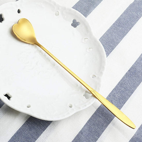 Falytemow 8pcs Gold Heart Shape 304 Stainless Steel Spoons for Coffee, Tea, Dessert, Mixing