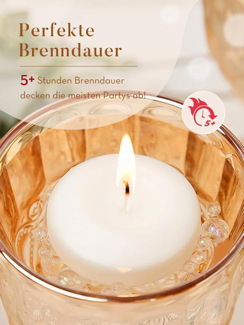 2 inch, 36 Pack 5-6 Set Ashlux White Floating Candles Floating Candles Hours Long Burning, Unscented Floating Candle