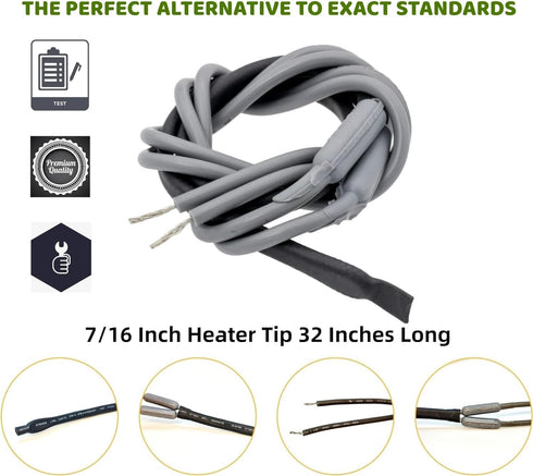 2023 Upgraded SH502 Drain and Door Heater Wire Secondary Heating Coil 32 Inches Long 120V 15W,for French Door Refrigerator Evaporator Defrost,with 1 Insulating Tape and 15 Zip Ties
