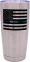 Rogue River Tactical Thin Green Line Flag Large 20 Ounce Stainless Steel Travel Tumbler Mug Cup for Military Federal