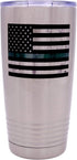 Rogue River Tactical Thin Green Line Flag Large 20 Ounce Stainless Steel Travel Tumbler Mug Cup for Military Federal