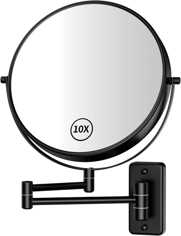 Gospire 9" Large Size Wall Mount Magnifying Mirror, 1X/10X Magnification Double-Sided, 360