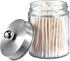 Amolliar Apothecary Jars - Bathroom Vanity Organizer Canister Jar with Lid for Qtips, Cotton Swabs, Makeup Sponges