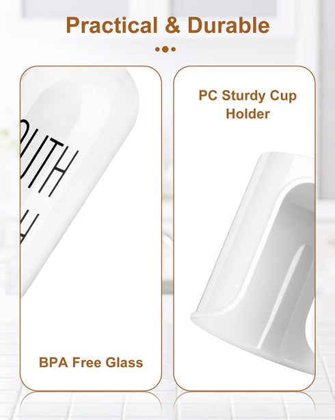 3 oz Pump Mouthwash Dispenser with Bathroom Cup Holder, Glass Mouthwash Container, Mouth Wash Bottle Decanter, Small PC