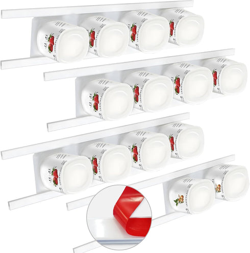 FUYITE 8 Pack Yogurt Organizer for Fridge, Holder With Adhesive Tapes for 3.75