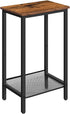 HOOBRO Tall Side Table, Industrial End Telephone Table with Adjustable Mesh Shelves,
